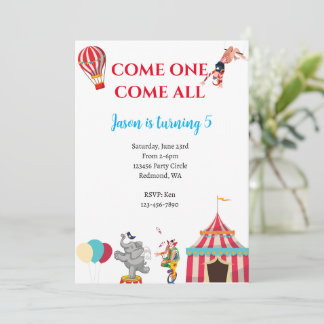 Invitation d'anniversaire du cirque | Invitation a