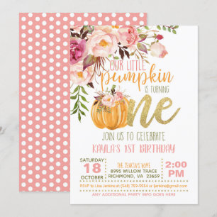 Invitation d'anniversaire du Citrouille floral - F