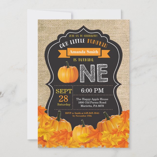 Invitation d'anniversaire du citrouille Orange Bur (Devant)