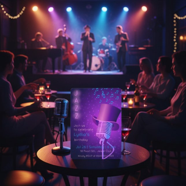 Invitation d'anniversaire du club de jazz personna (Créateur téléchargé)