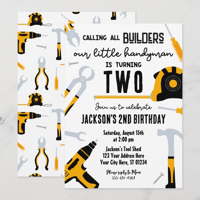 Invitation d'anniversaire du constructeur, Handyma (Devant / Derrière)