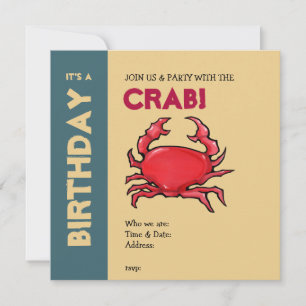 Invitation d'anniversaire du crabe rouge