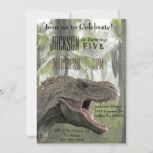Invitation d'anniversaire du dinosaure Tyrannosaur