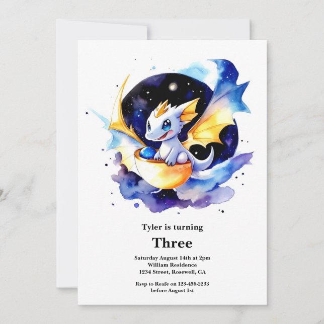 Invitation d'anniversaire du dragon (Devant)