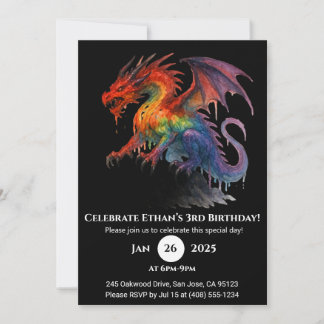 Invitation d'anniversaire du dragon de goutte d'en