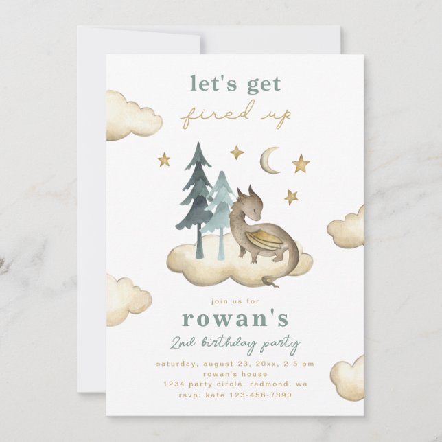 Invitation d'anniversaire du dragon | Invitation D (Devant)