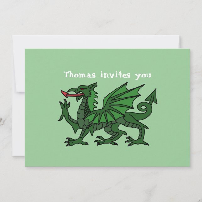 Invitation d'anniversaire du dragon vert (Devant)