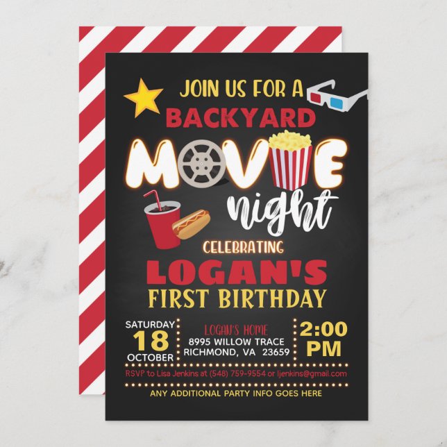 Invitation d'anniversaire du film (Devant / Derrière)