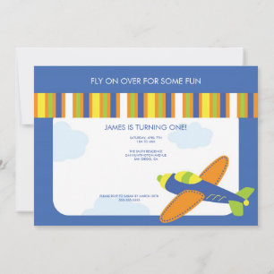 Invitation d'anniversaire du garçon Cute Blue Avio