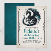 Invitation d'anniversaire du garçon Dragon