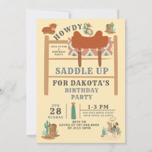 Invitation d'anniversaire du garçon Wild West Cowb