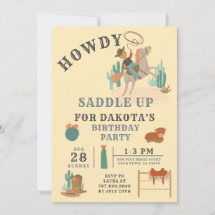 Invitation d'anniversaire du garçon Wild West Cowb