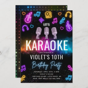 Invitation d'anniversaire du karaoké   Karaoke Par