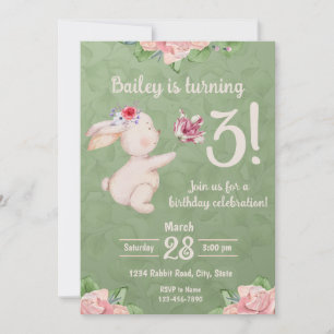 Invitation d'anniversaire du lapin de printemps