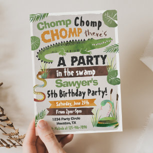 Invitation d'anniversaire du marais   Alligator