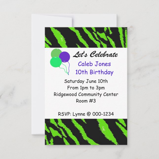 Invitation d'anniversaire du Motif de tigres noir  (Devant)