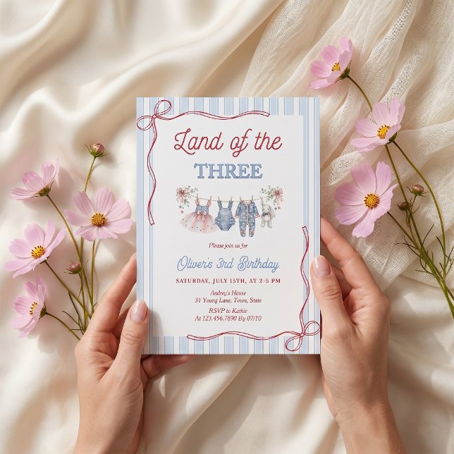 Invitation d'anniversaire du pays des trois filles (Créateur téléchargé)