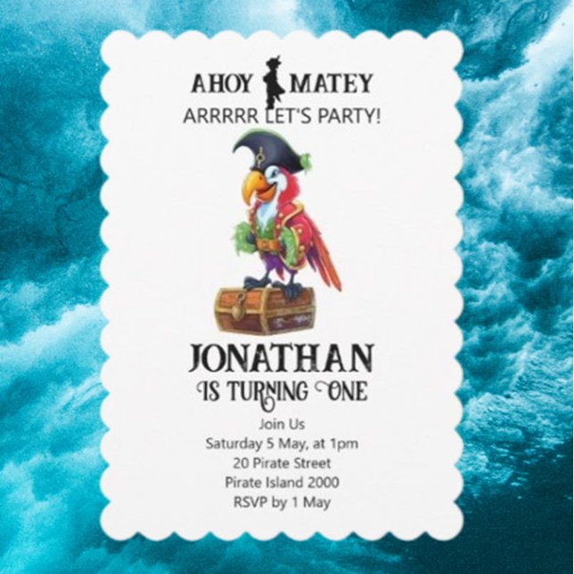 Invitation d'anniversaire du perroquet du Parti Pi (Celebrate with joy! Create fun, vibrant Pirate Party Parrot birthday invitations that bring smiles  )