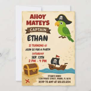 Invitation d'anniversaire du pirate moderne
