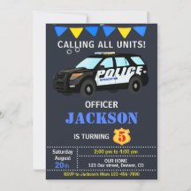 Invitation d'anniversaire du policier Unité de voi