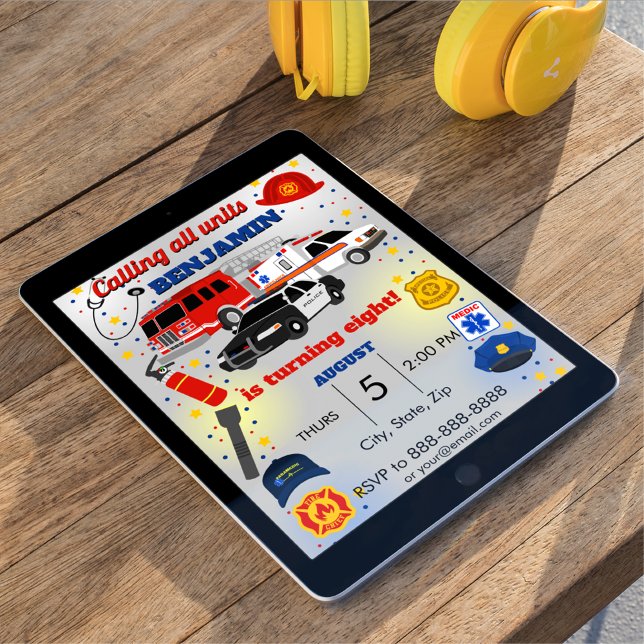 Invitation d'anniversaire du premier répondant (Créateur téléchargé)