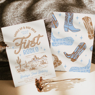 Invitation d'anniversaire du premier rodéo du garç