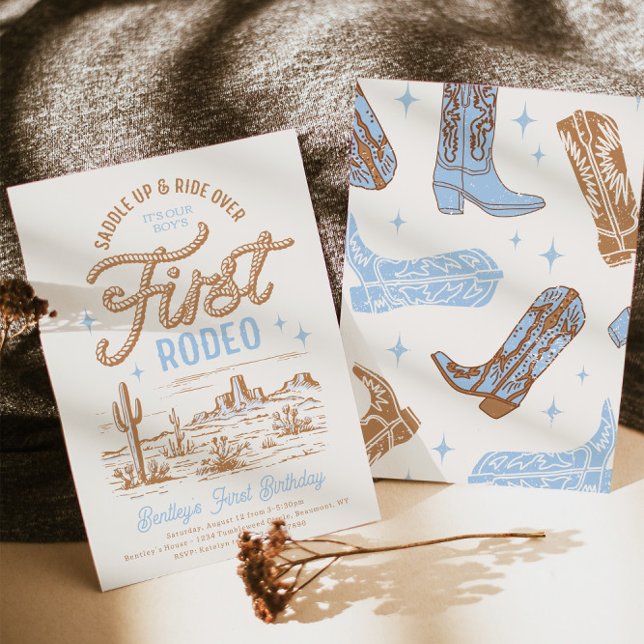 Invitation d'anniversaire du premier rodéo du garç (Créateur téléchargé)