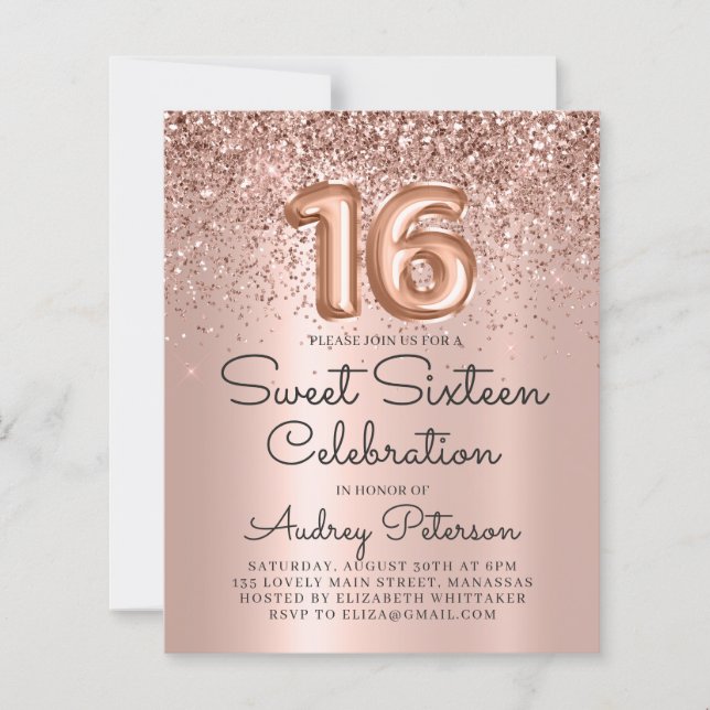 Invitation d'anniversaire du Rose d'or du budget (Devant)