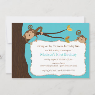 Invitation d'anniversaire du singe Safari