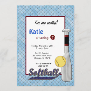 Invitation d'anniversaire du softball