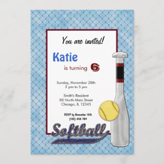 Invitation d'anniversaire du softball