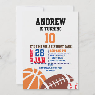 Invitation d'anniversaire du sport