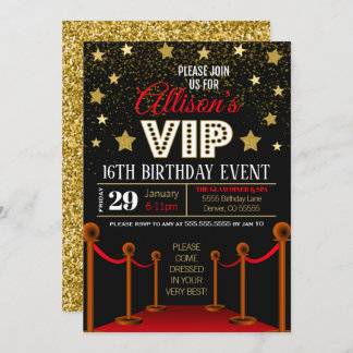 Invitation d'anniversaire du tapis rouge