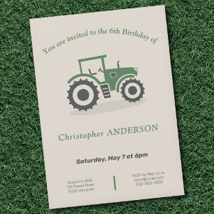 Invitation d'anniversaire du tracteur agricole