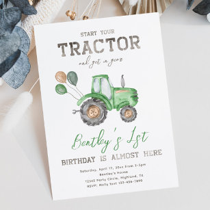 Invitation d'anniversaire du tracteur   Invitation