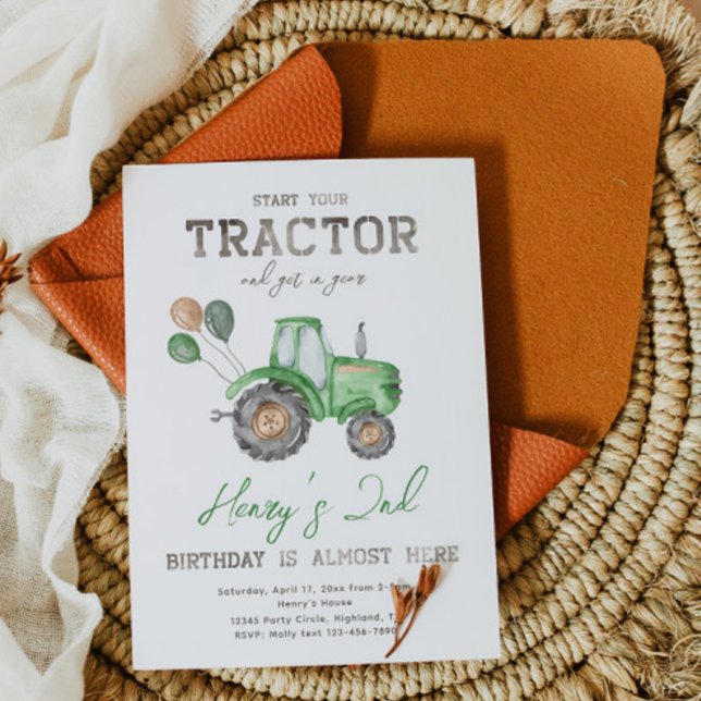 Invitation d'anniversaire du tracteur | Invitation (Créateur téléchargé)