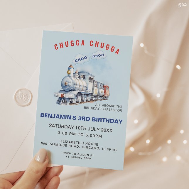 Invitation d'anniversaire du train Chugga Chugga C (Créateur téléchargé)