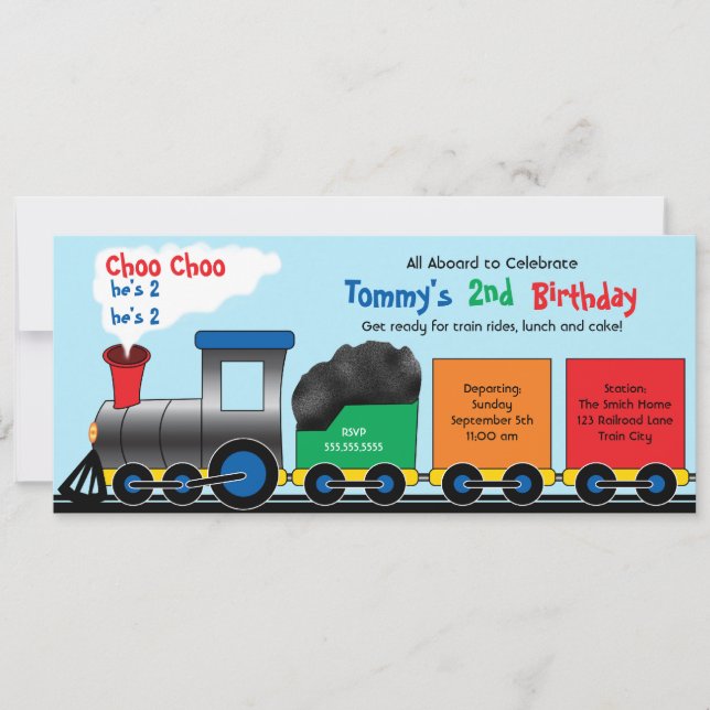 Invitation d'anniversaire du train Colorful Choo C (Devant)