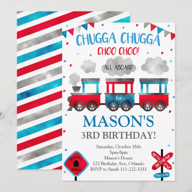 Invitation d'anniversaire du train, Invitation du  (Devant / Derrière)