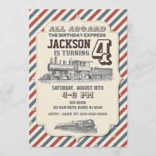 Invitation d'anniversaire du train Invitations Vin