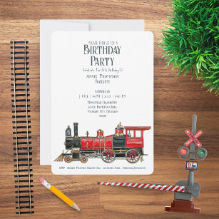 Invitation d'anniversaire du train rouge