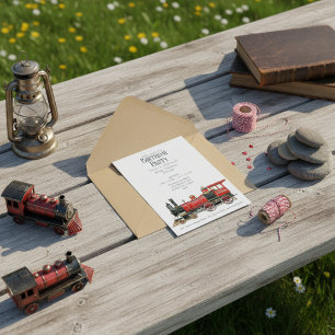 Invitation d'anniversaire du train rouge