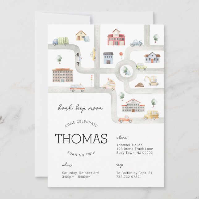 Invitation d'anniversaire du transport (Devant)