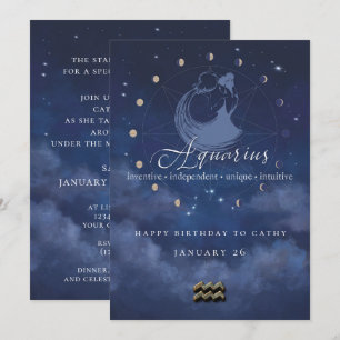 Invitation d'anniversaire du zodiaque Verseau