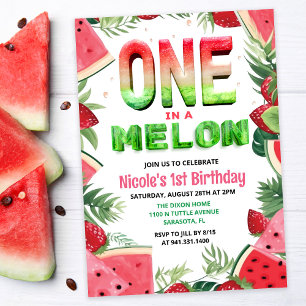 Invitation d'anniversaire d'un an de pastèque Une