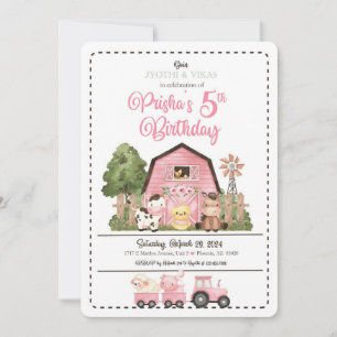 Invitation d'anniversaire d'un animal de ferme ros