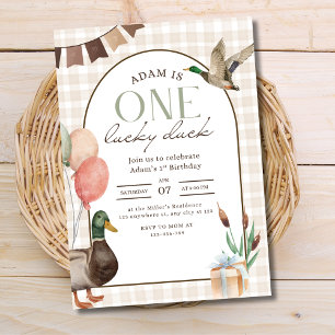 Invitation d'anniversaire d'un canard chanceux, ga