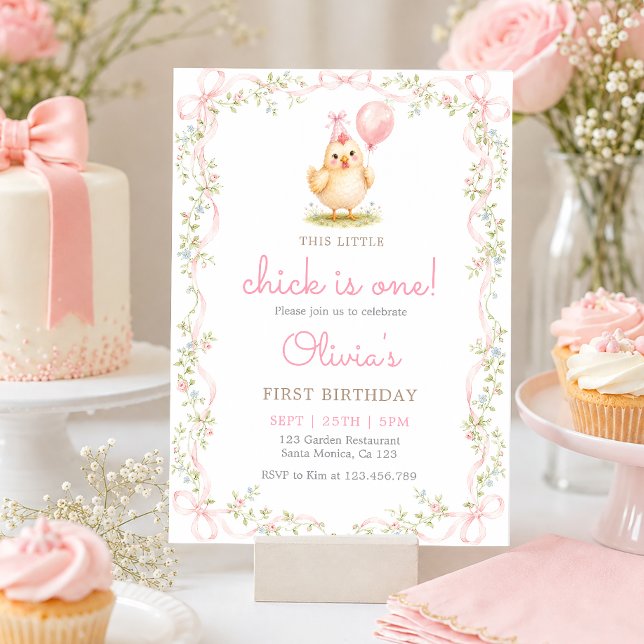 Invitation d'anniversaire d'un poussin mignon (Créateur téléchargé)