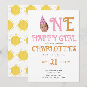 Invitation d'anniversaire d'une fille heureuse 1èr