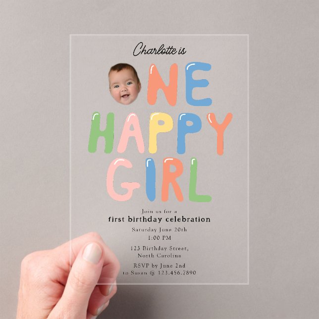 Invitation d'anniversaire d'une fille heureuse 1er (In situ (ordinateur de poche))